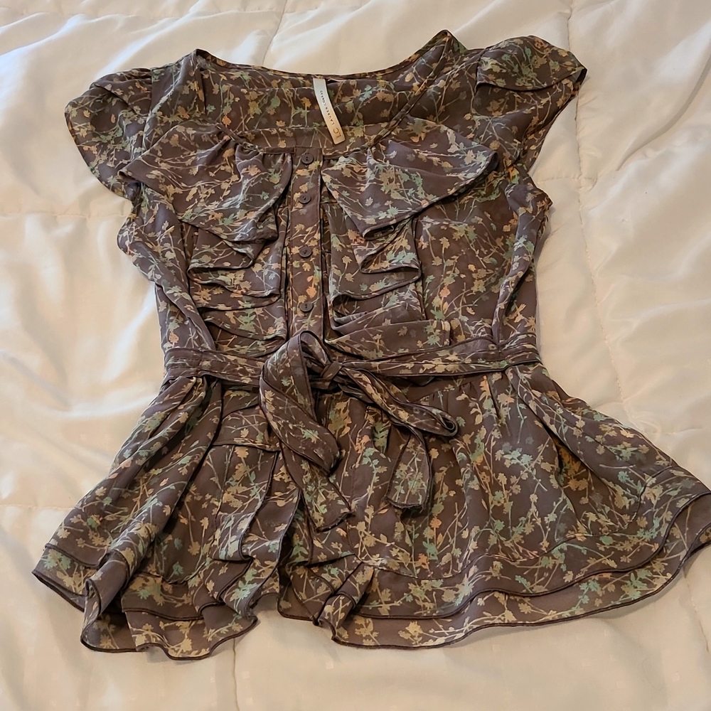 Floral Sheer Button Down Blouse